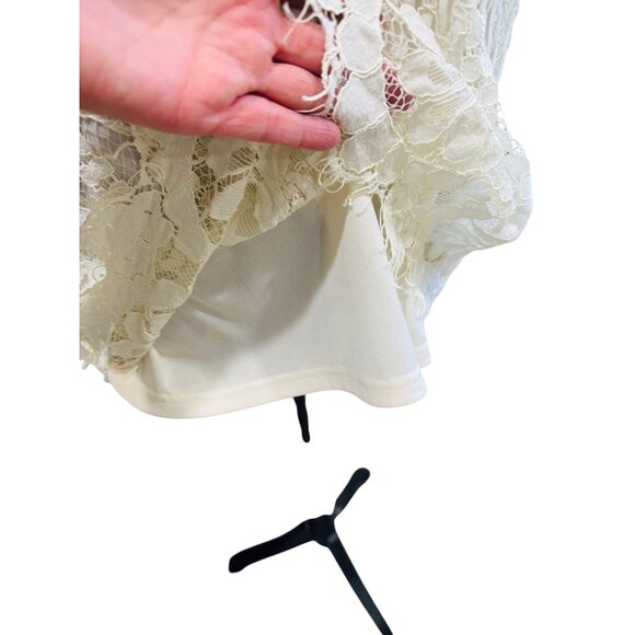 Rockin C  Lace Halter Eyelet Top Ivory Floral Pattern Lined Western Cowgirl Glam - Picture 9 of 10